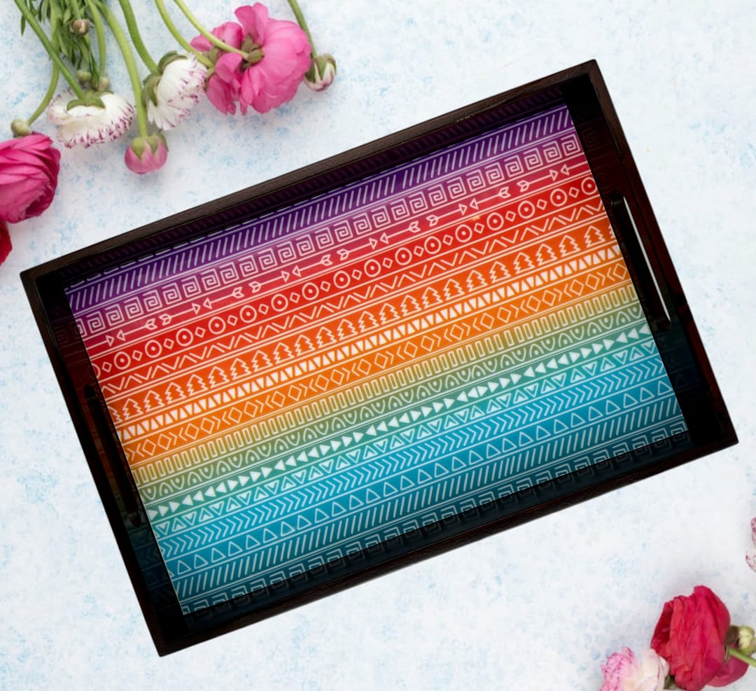 Wooden Serving Tray Multicolour