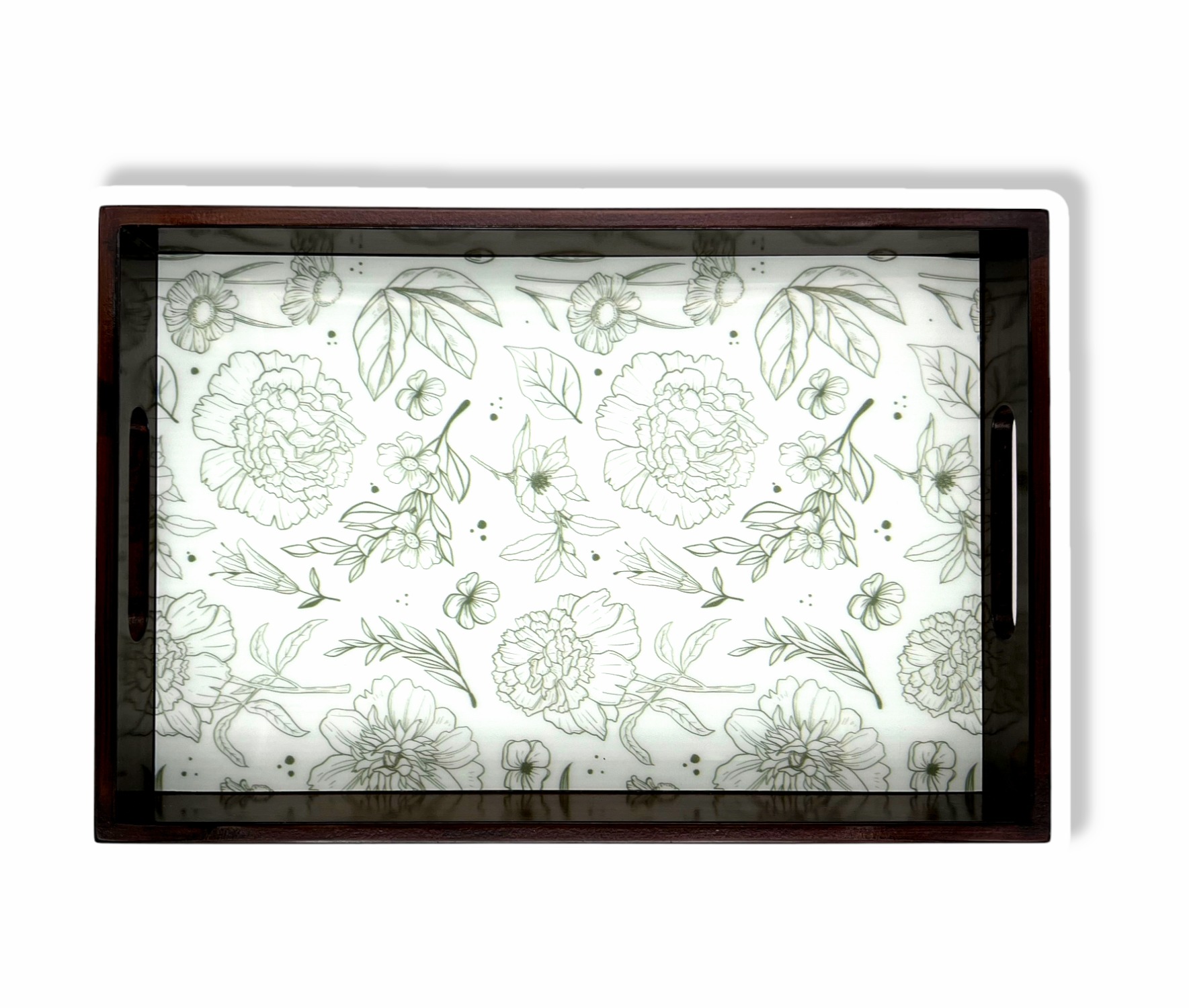 Wooden Tray For Serving White Print