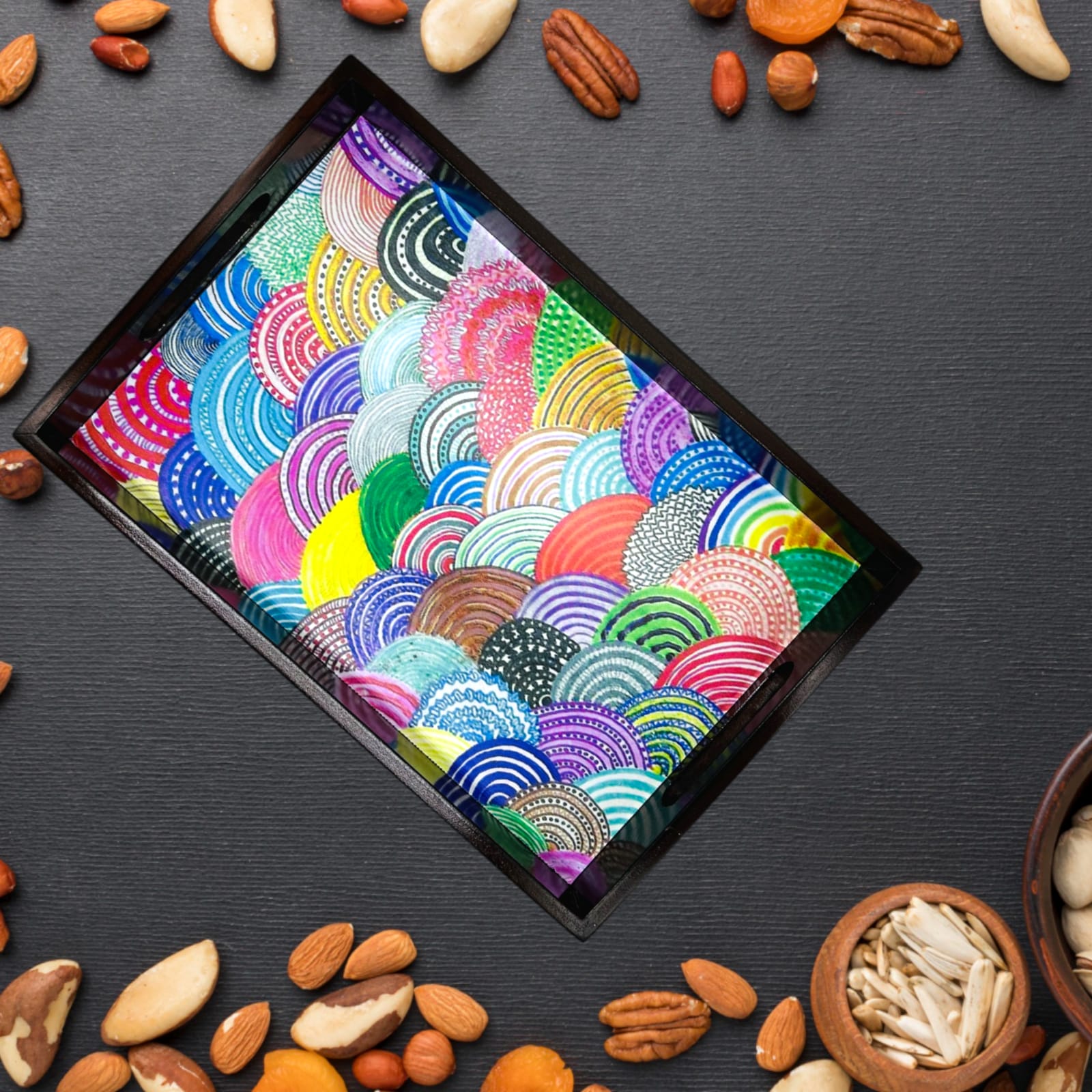 Wooden Tray Colourful Design