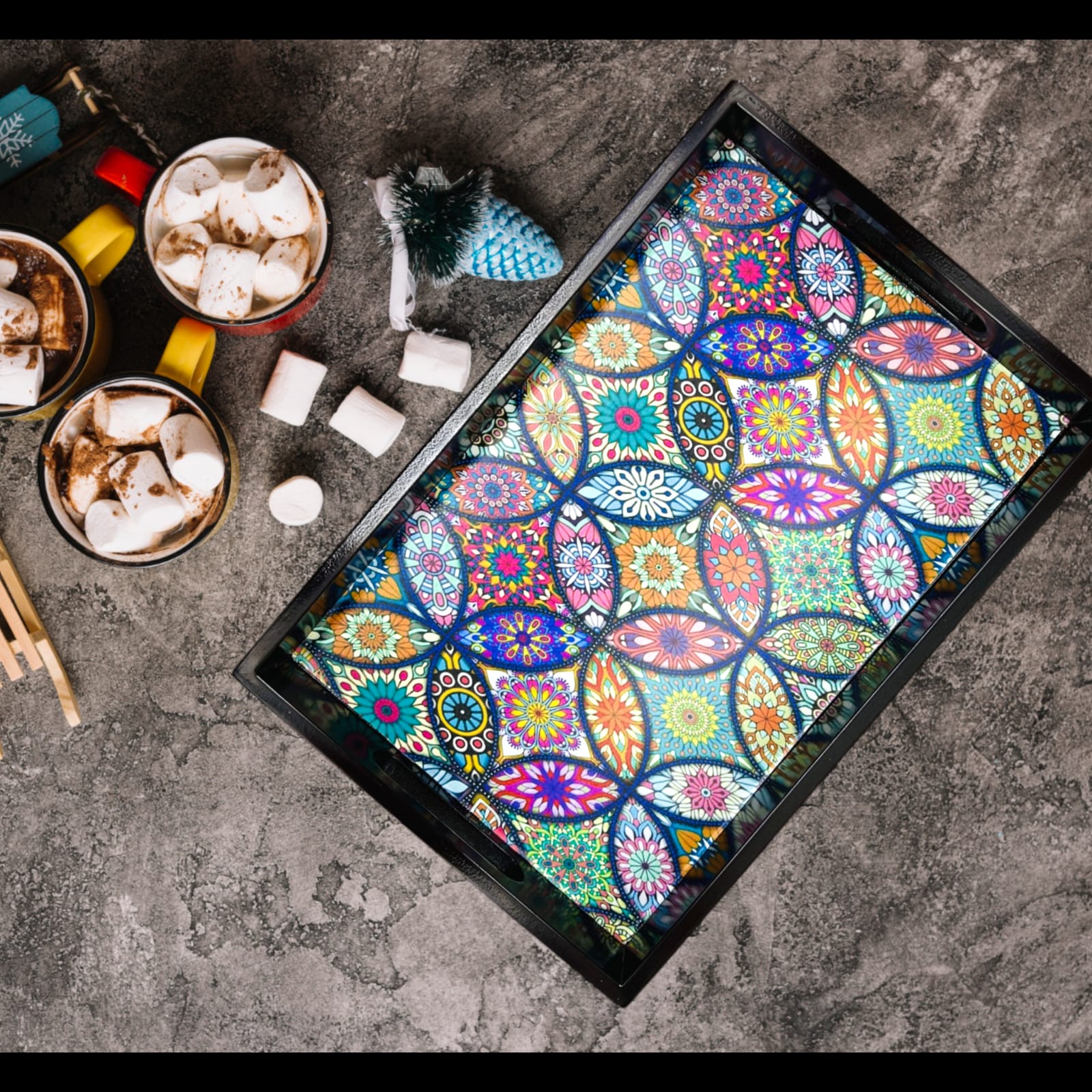 Wooden Tray Colourful