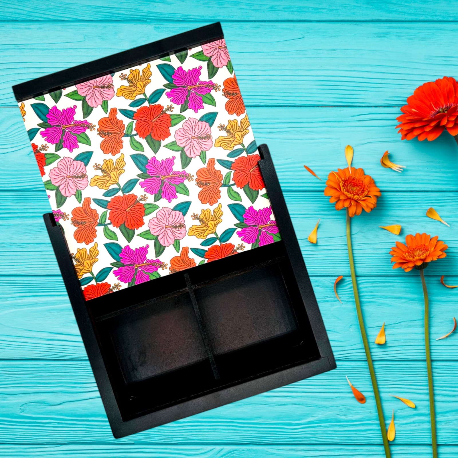 Angira handicrafts wooden Multipurpose Storage Box 4 Section Handcrafted  Square Dry Fruit Box for Diwali Gift, Food Storage, Spice Box AHS-DB002