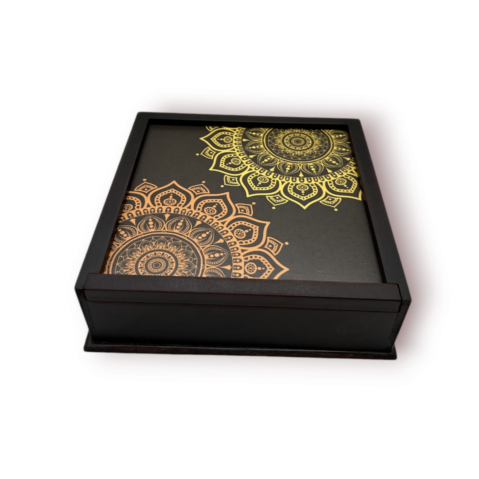 Angira handicrafts wooden Multipurpose Storage Box 4 Section Handcrafted  Square Dry Fruit Box for Diwali Gift, Food Storage, Spice Box AHS-DB014