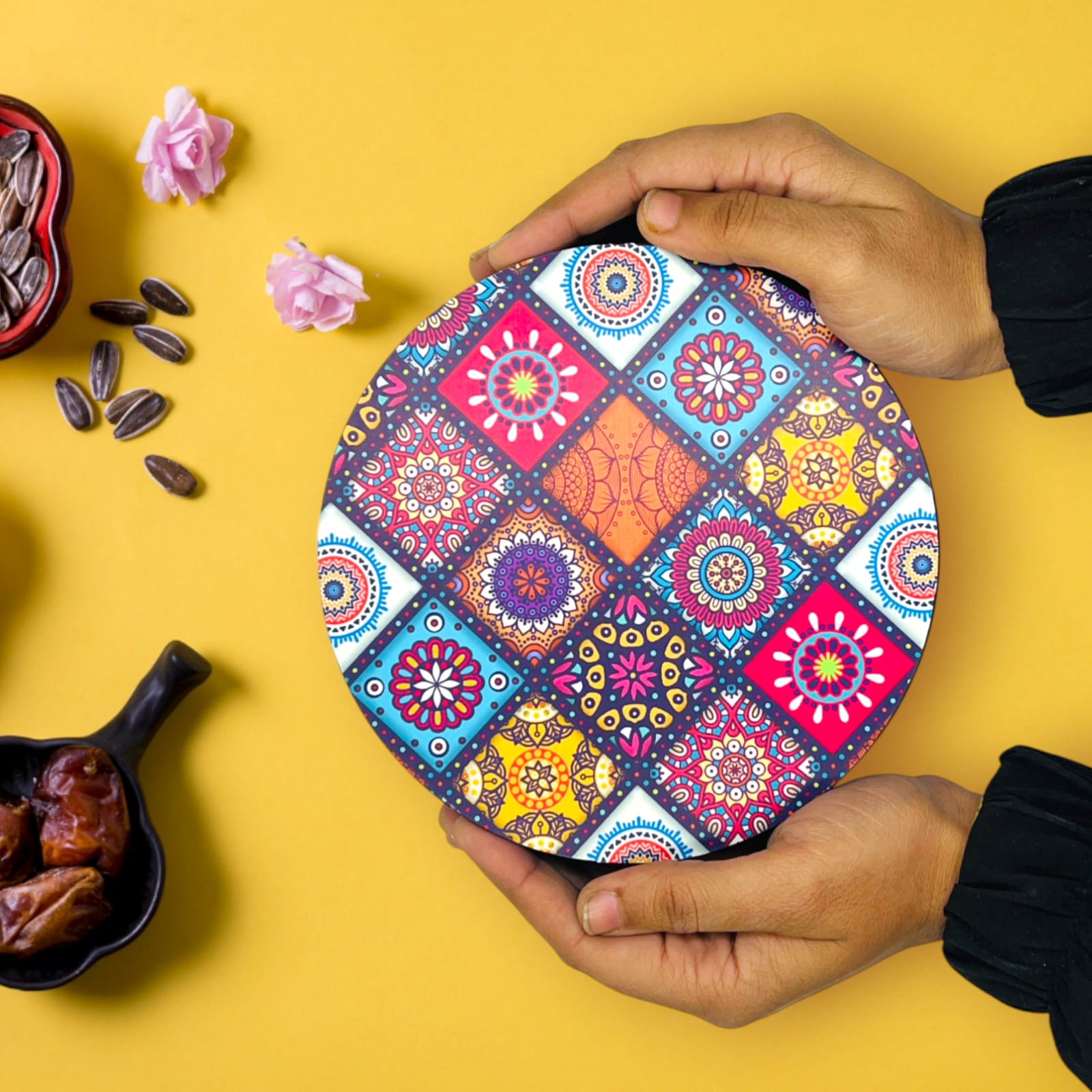 Decorative Wooden Multipurpose Storage Box, Round Shape,AHS-RBOX001