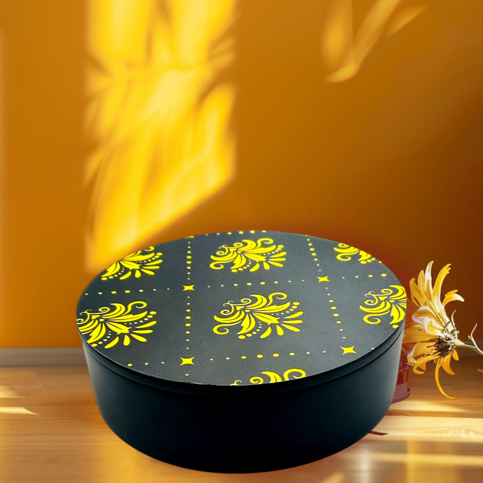 Decorative Wooden Multipurpose Storage Box, Round Shape,AHS-RBOX004