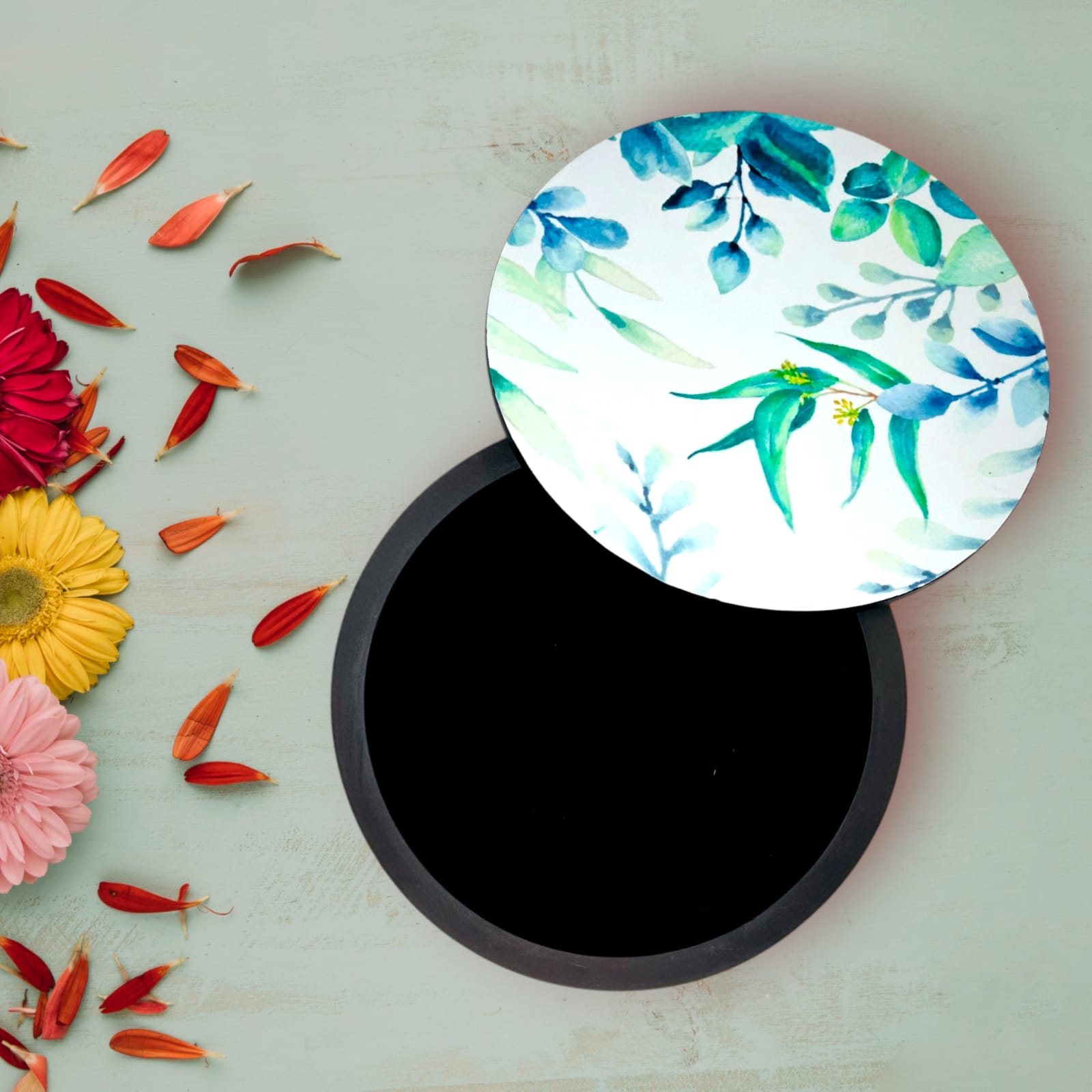 Decorative Wooden Multipurpose Storage Box, Round Shape,AHS-RBOX005