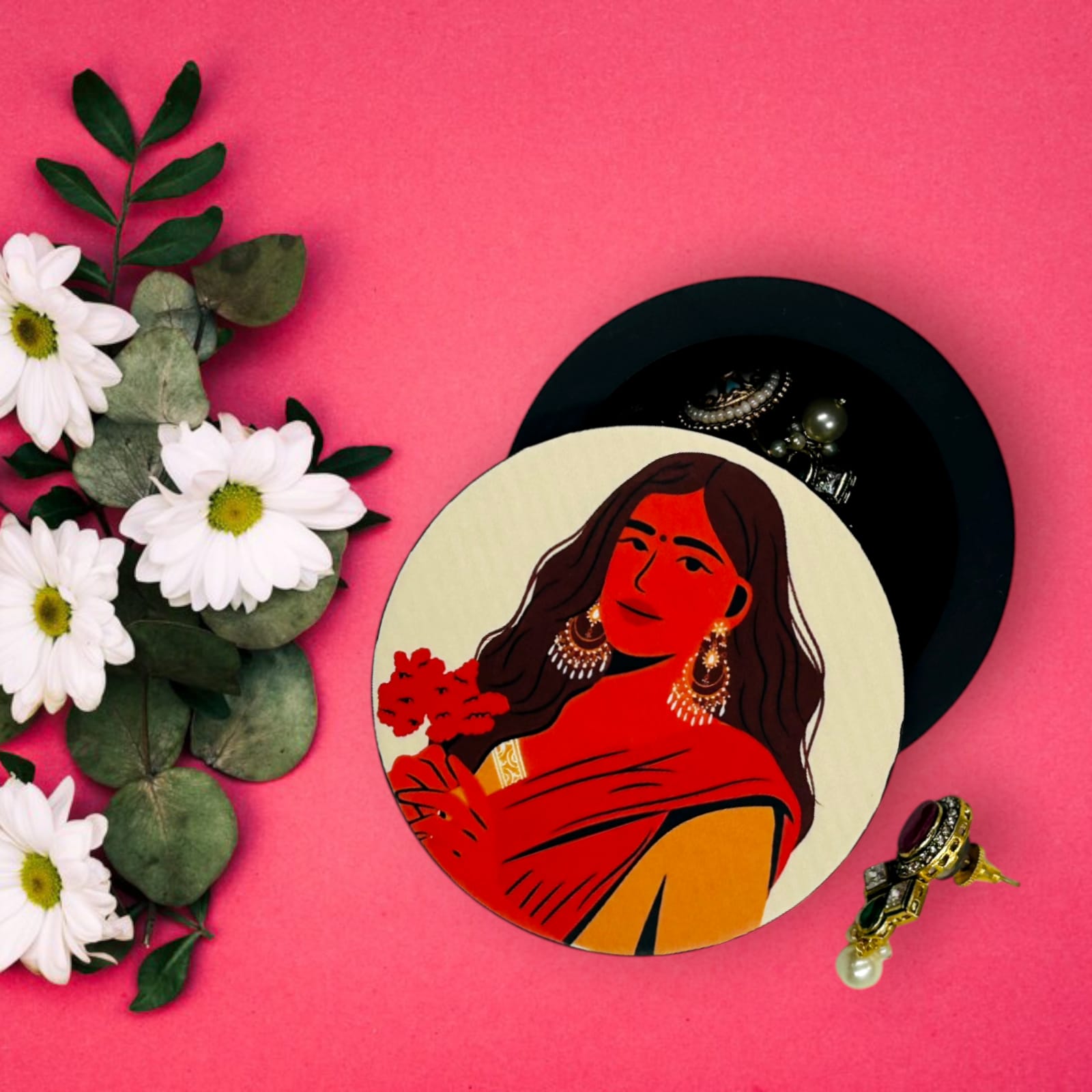 Decorative Wooden Multipurpose Storage Box, Round Shape,AHS-RBOX009