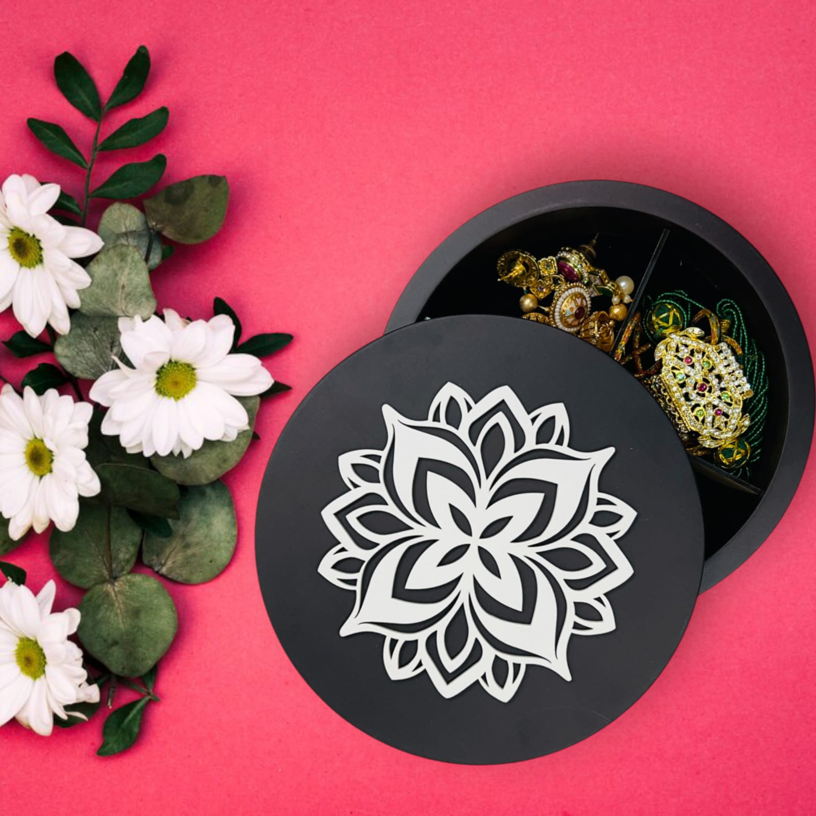 Decorative Wooden Multipurpose Storage Box, Round Shape,AHS-RBOX011