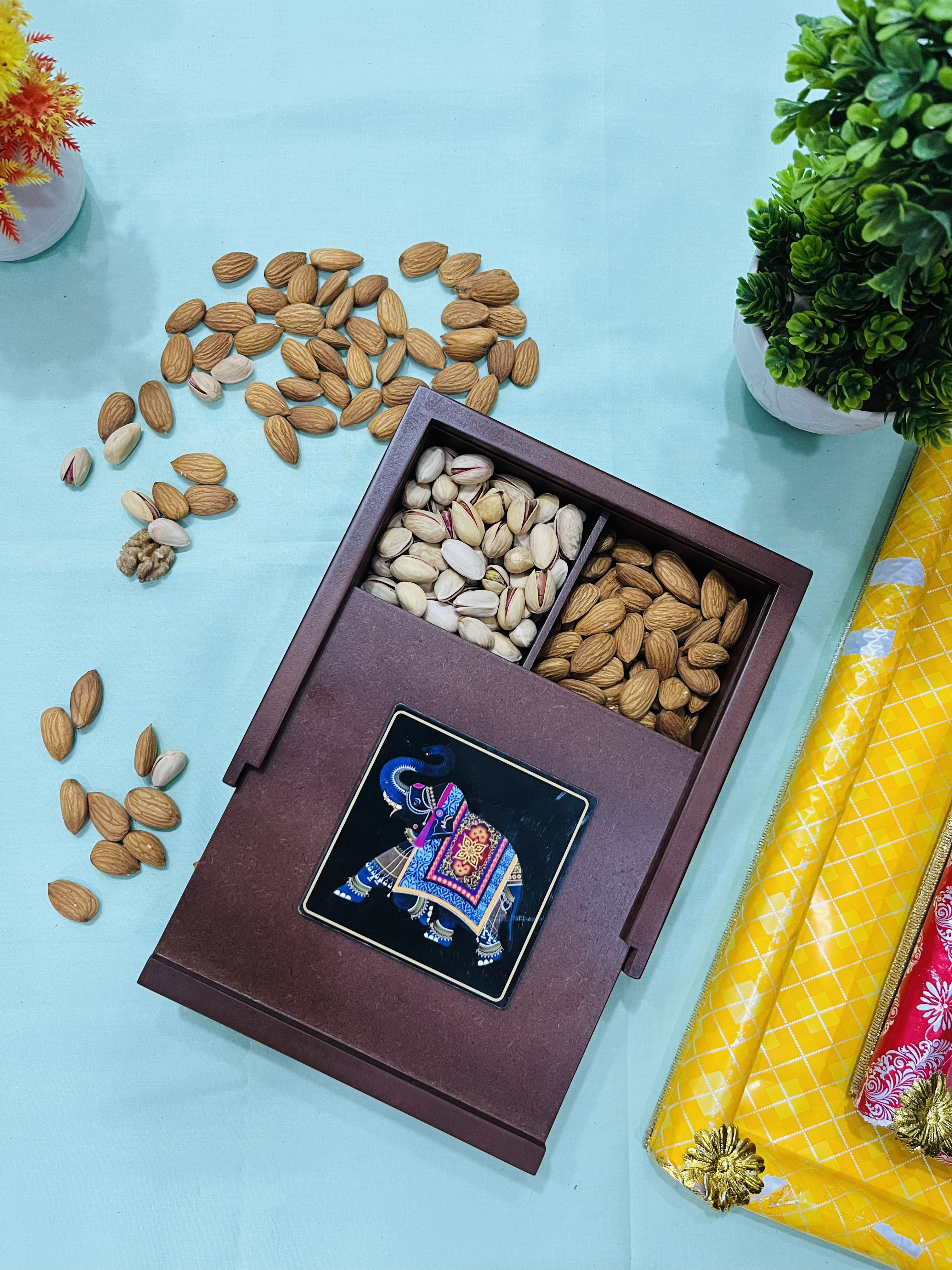 Wooden Storage Box Elephant Design