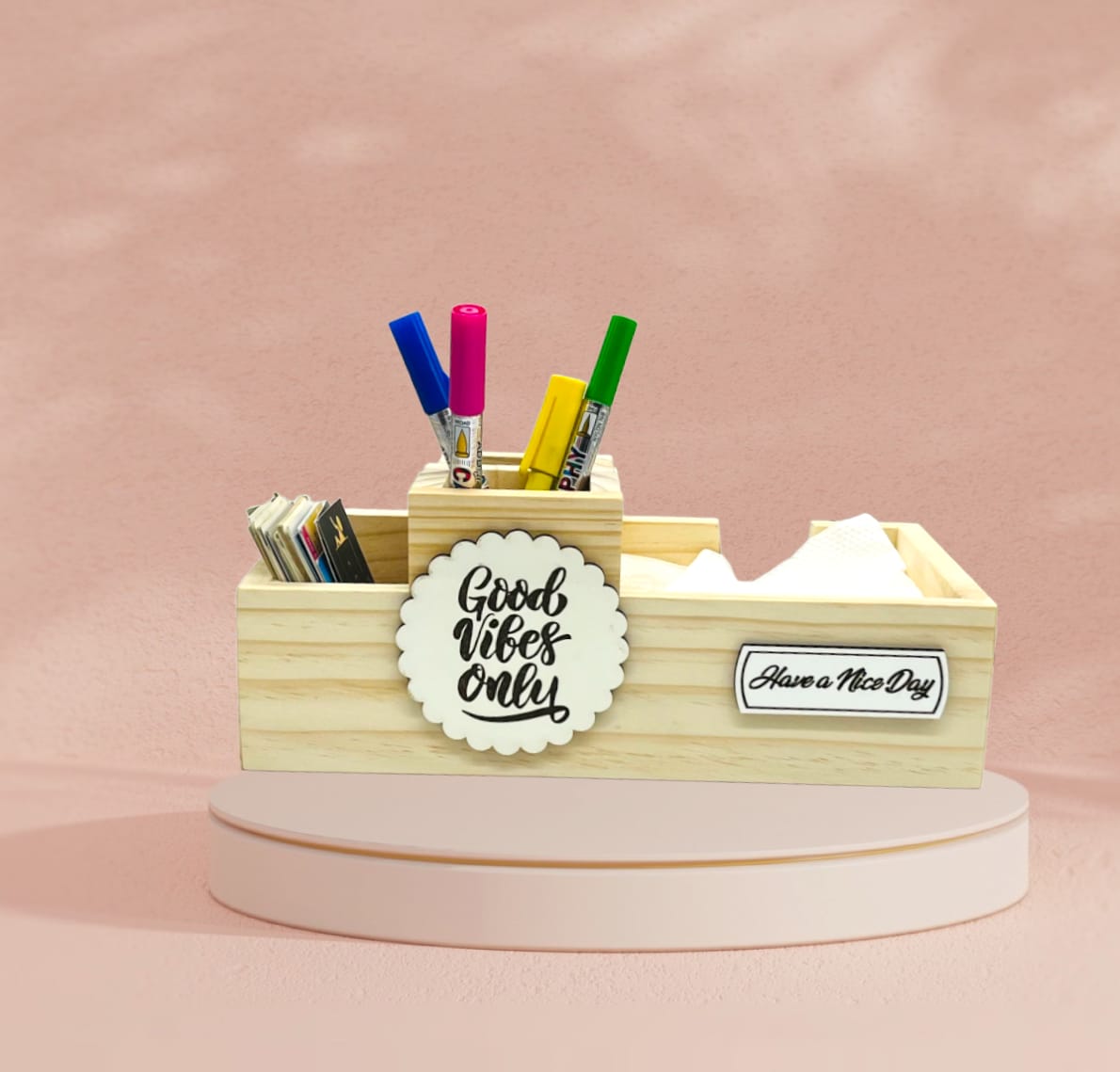 Pine Wood Desk Organizer (002)