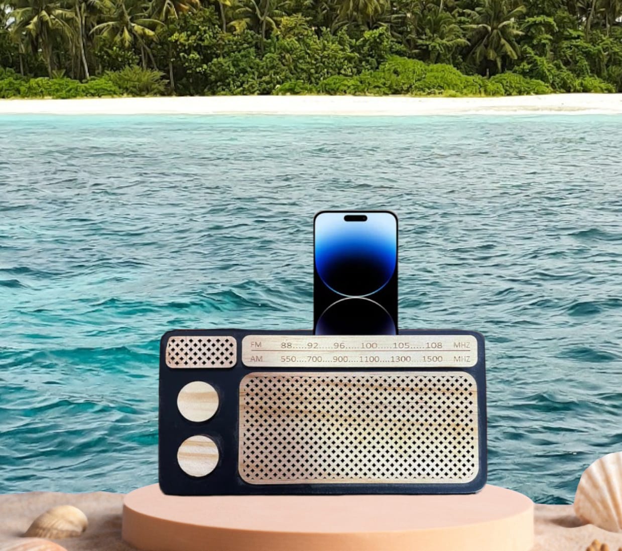 Wooden Amplifier with Mobile Stand/Multifunctional Mobile Phone Holder, Natural Physical Amplification AHS-A010