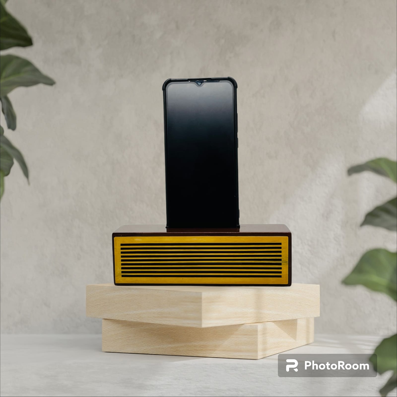 Wooden Amplifier with Mobile Stand/Multifunctional Mobile Phone Holder, Natural Physical Amplification AHS-A011
