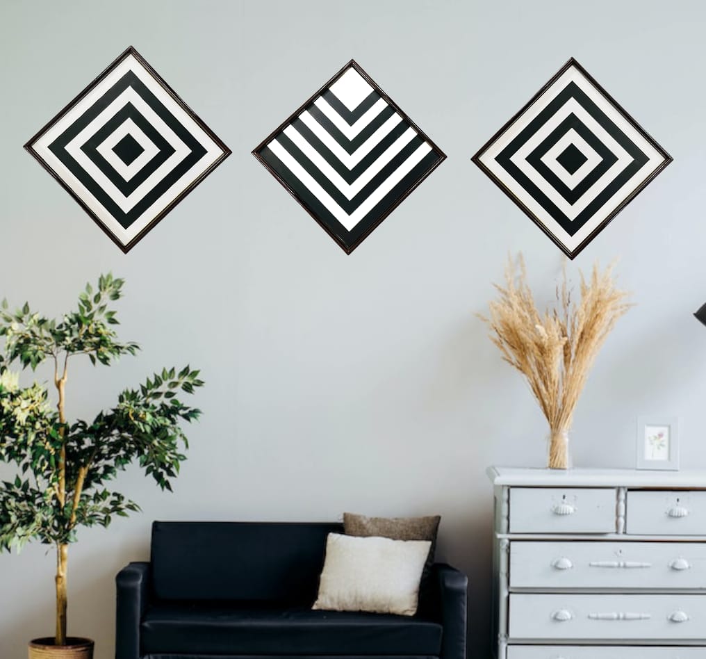 Wooden black and white wall hanging